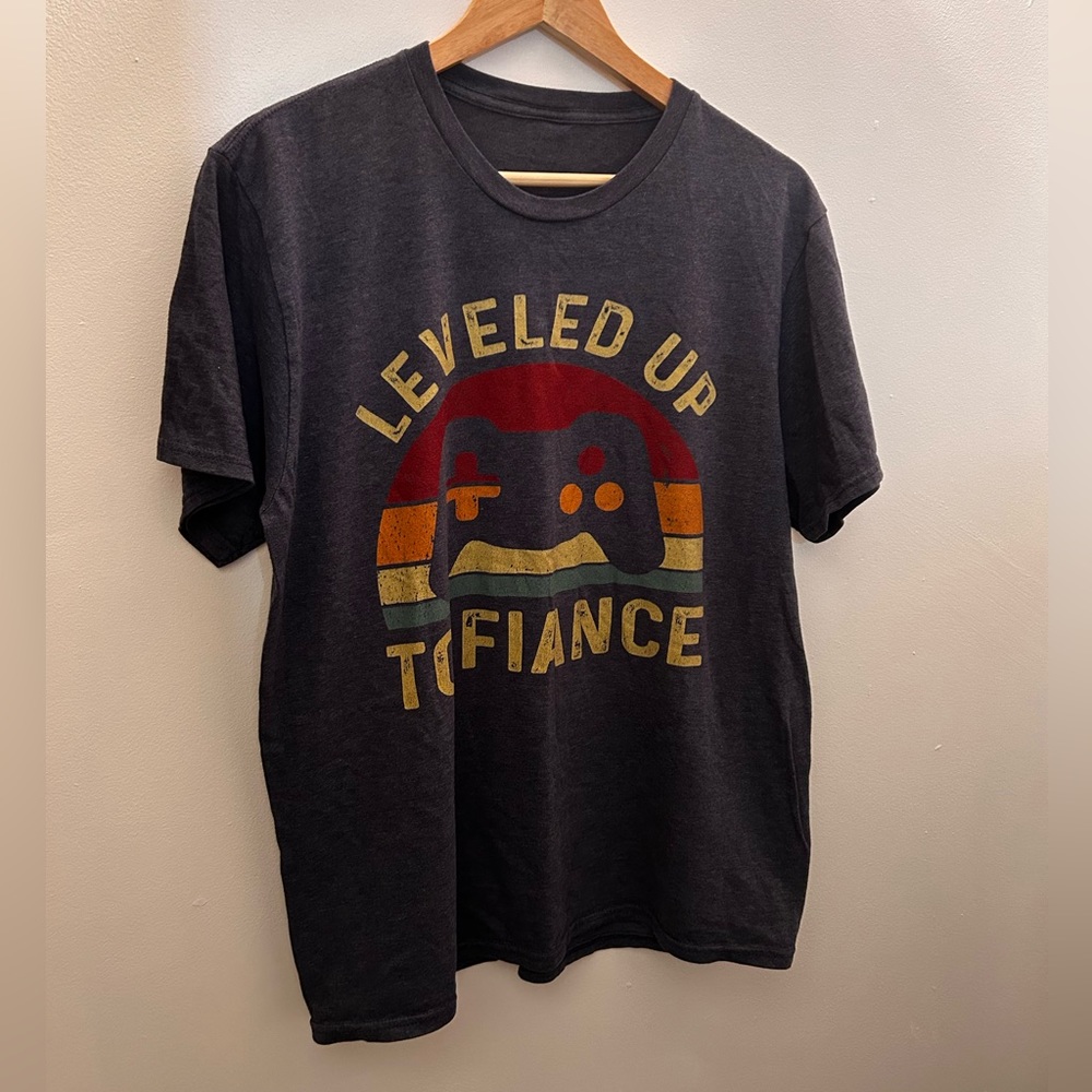 Newly Engaged Couple T-Shirt, Just Engaged Leveled Up To Fiance Tee,Gamers Shirt